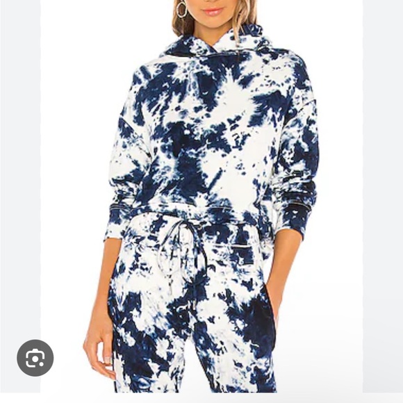 Mikoh Blue Tie-Dye Super Soft Cowl Neck Long Sleeve Sweatshirt - Picture 2 of 11